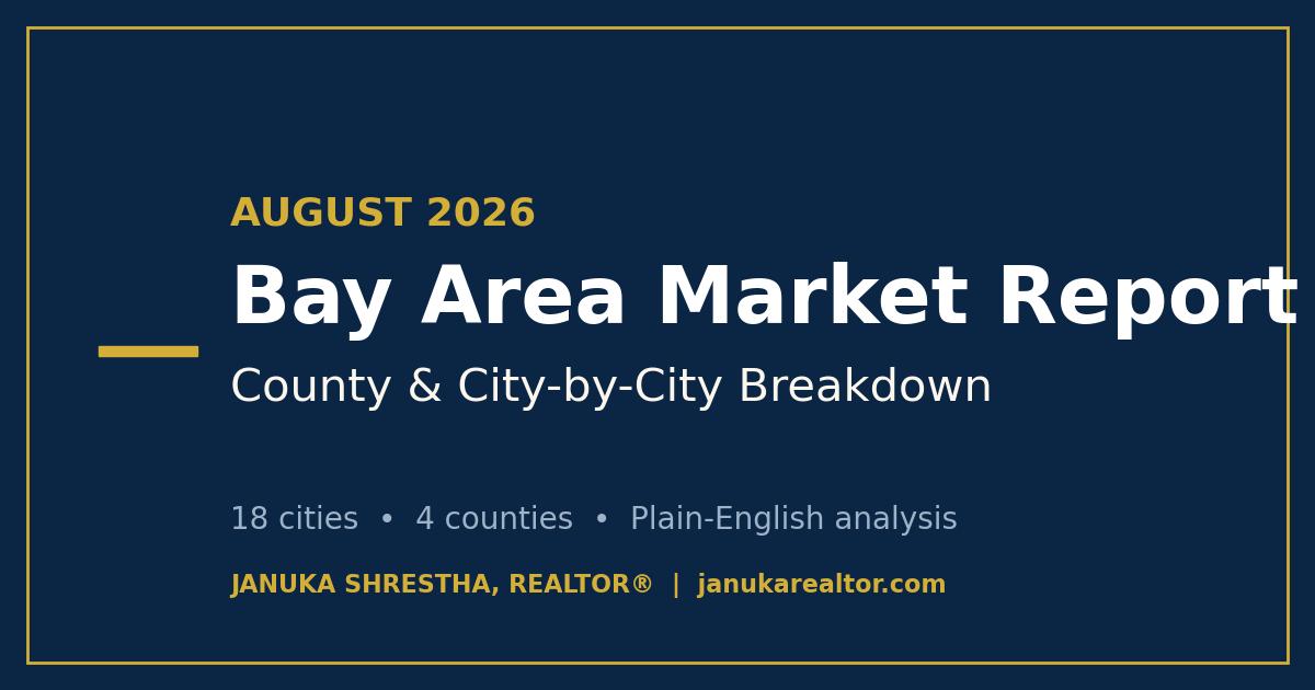August 2026 Bay Area market report — county and city-by-city home price breakdown by Januka Shrestha, Realtor