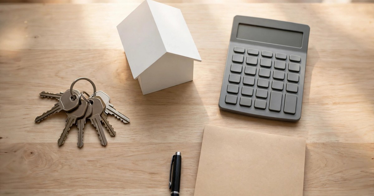 Model house, calculator, keys, and notepad — planning the true cost of buying a Bay Area home